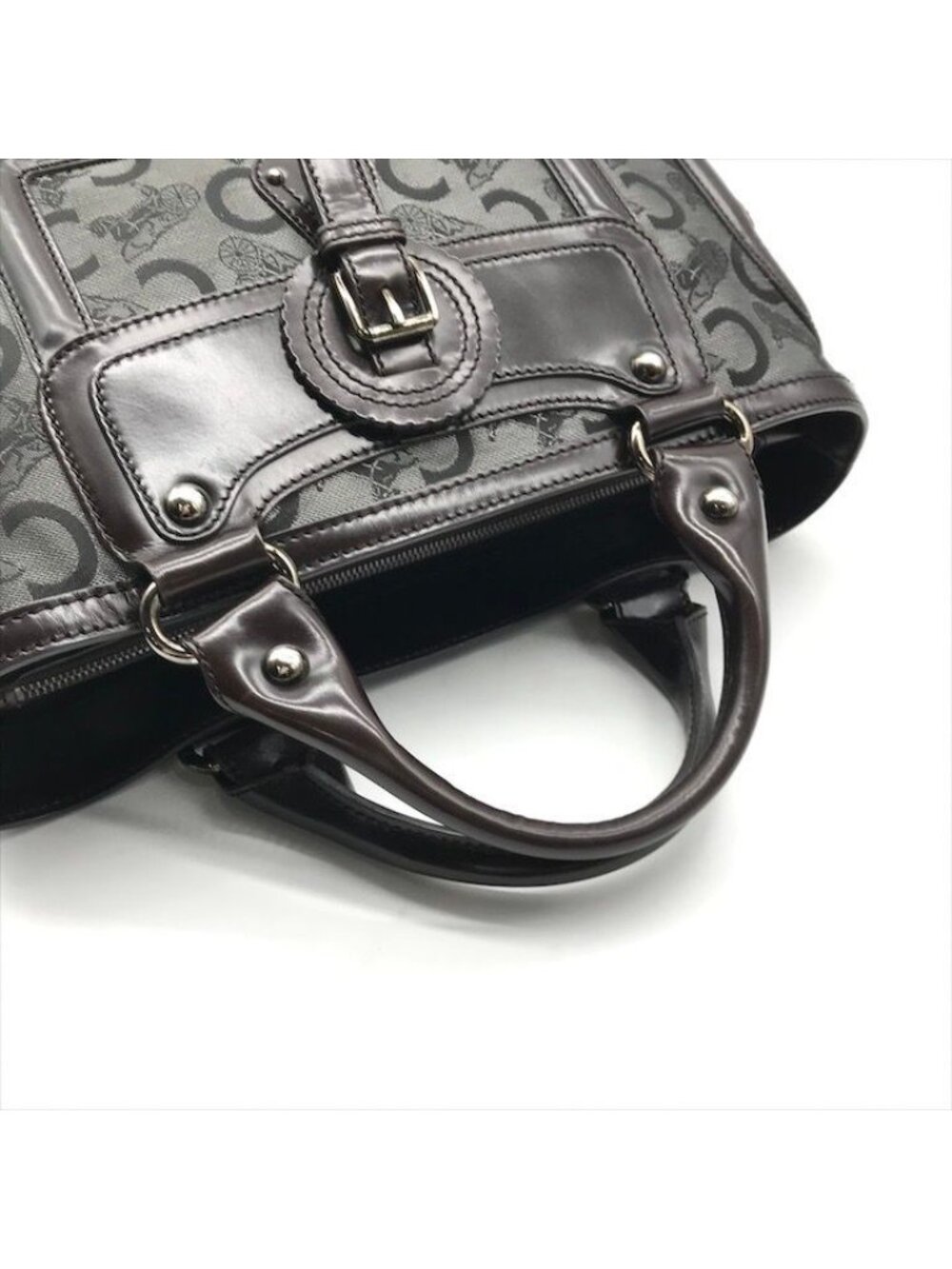 Celine Horse Carriage Signature Hand Tote Enamel Leather Brown - Picture 7 of 10